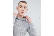 River Island Knitted Hoodie In Gray Marl